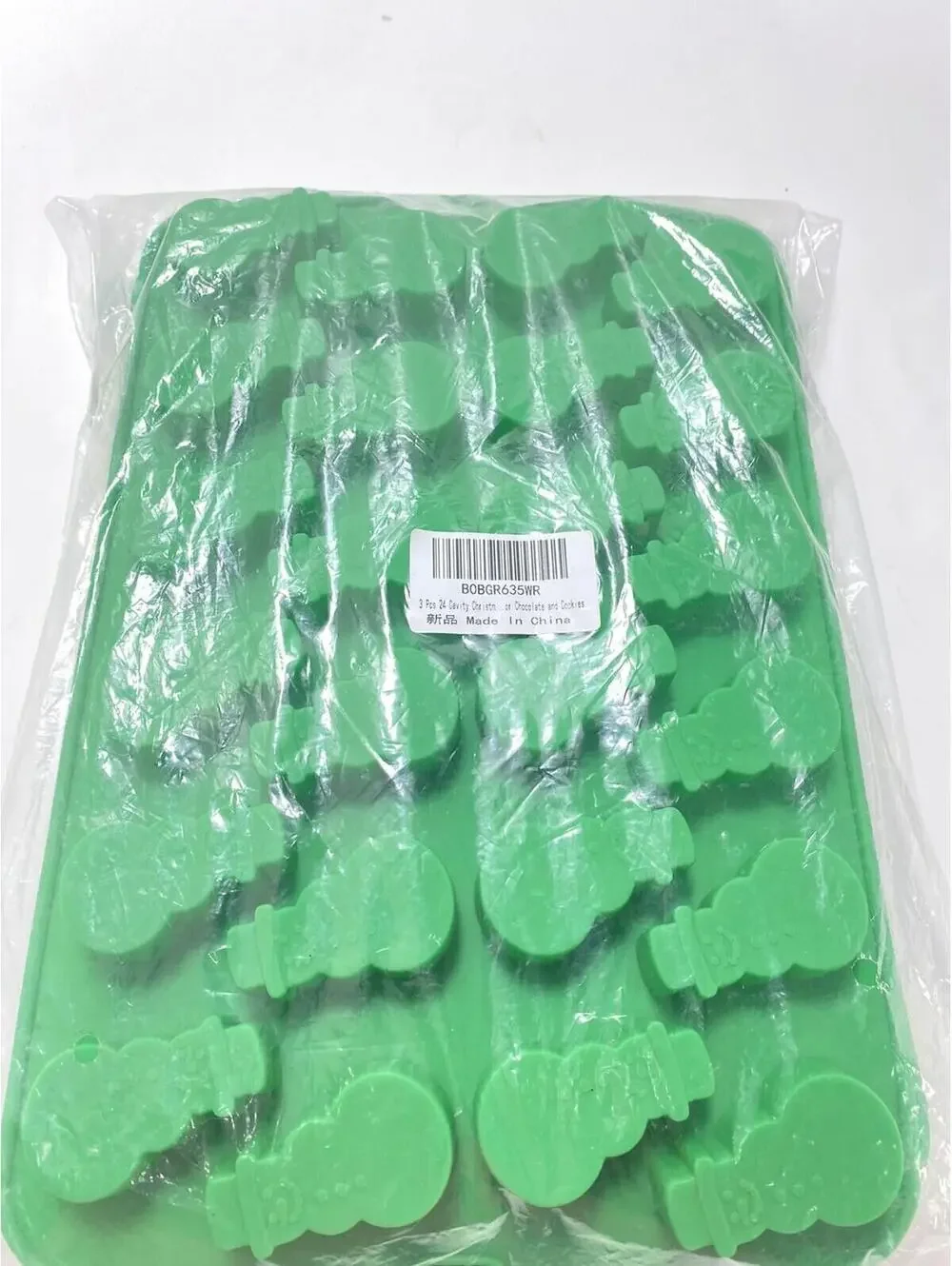 Green Christmas Silicone Baking Molds 3pc Gingerbread Snowmen Candy Brand New